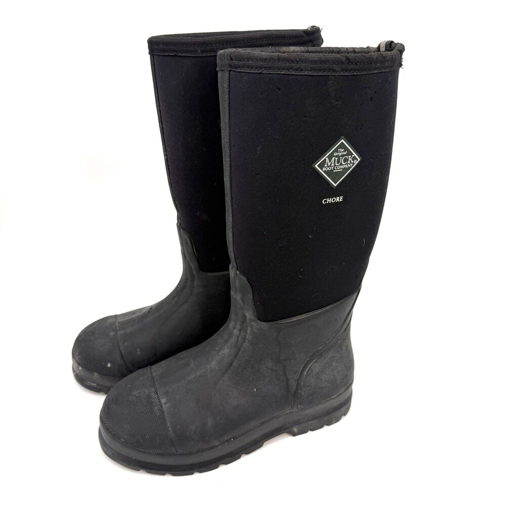 Muck Boot Company Chore Mens 8 Black Classic Tall Waterproof Rubber Work